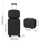 2-Piece PP Hardside Luggage Set - 20 Inch Carry On Suitcase + 14 Inch Cosmetic Case with Spinner Wheels (Black)