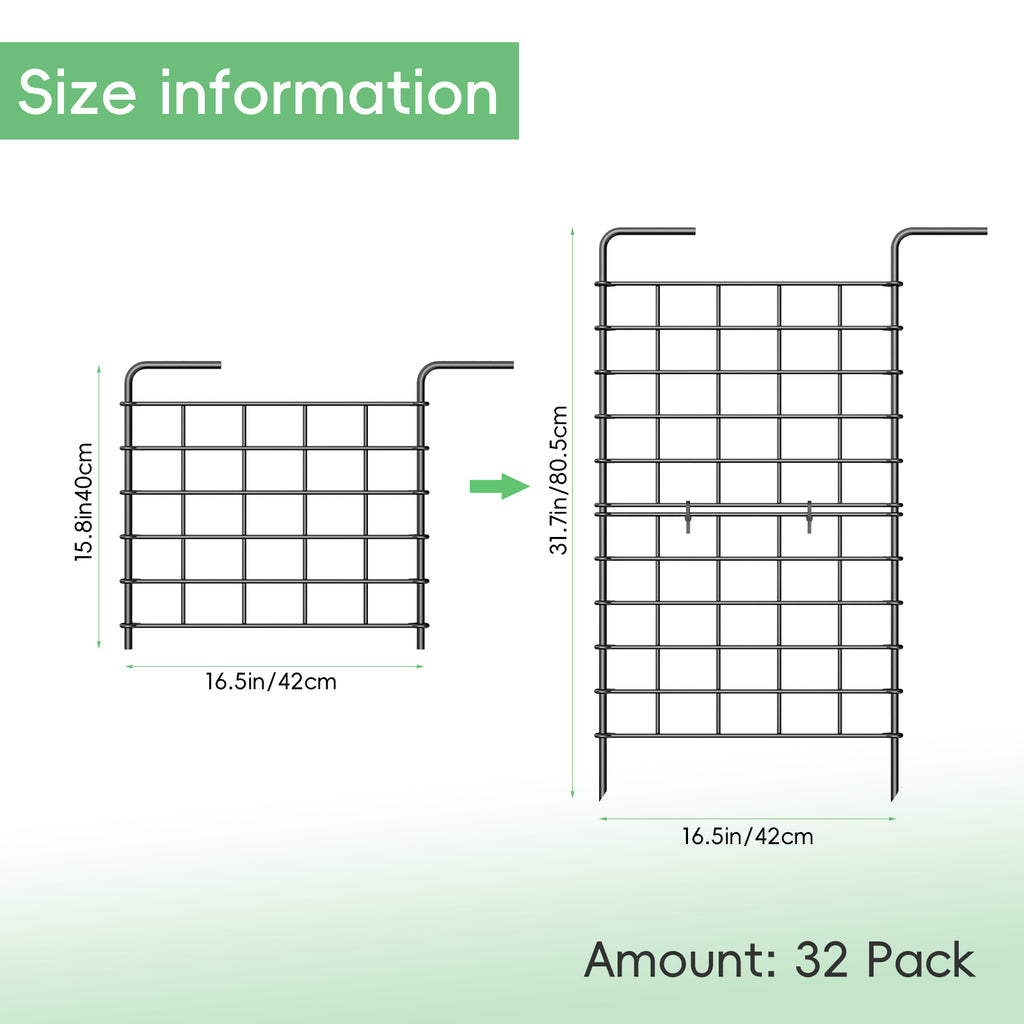 32-Pack Decorative Garden Fence 24in High - 22ft Total Length Rustproof Metal Landscape Border