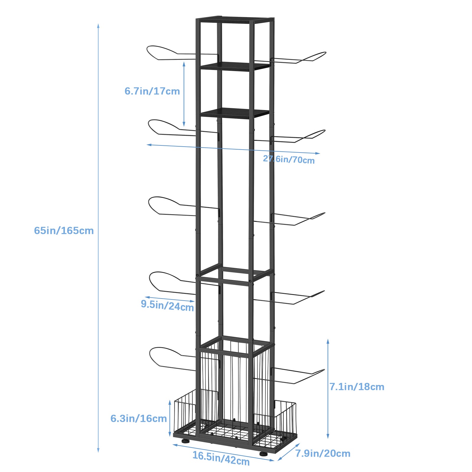Tall Vertical Sports Ball Storage Rack - Space-Saving Garage Organizer for Basketballs, Soccer Balls & Bats,