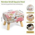 Round Storage Ottoman w/ Reversible Tray Lid - Upholstered Footrest Pouf for Living Room/Dorm, Red