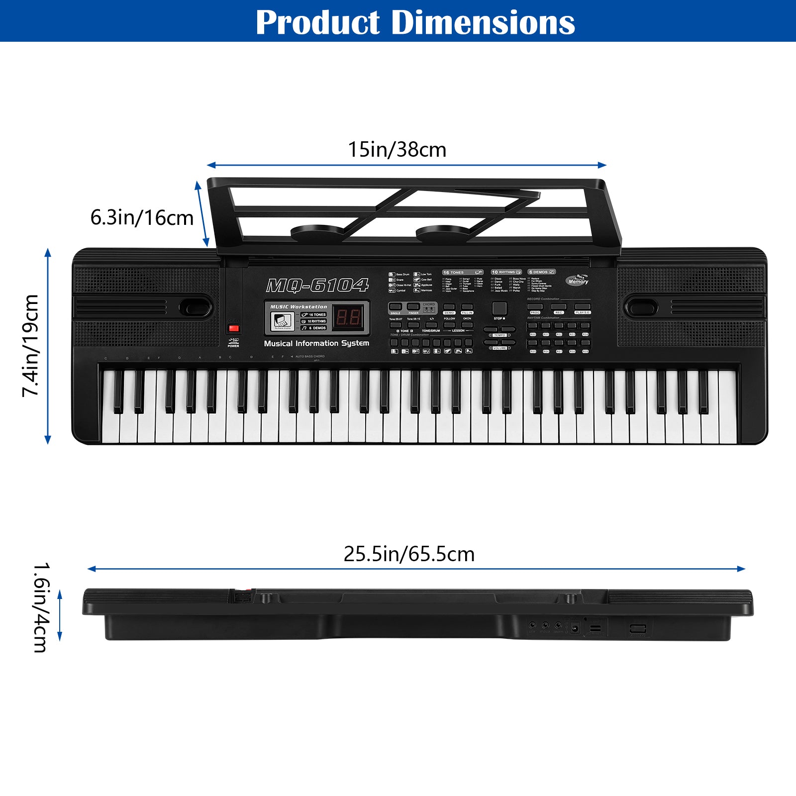 Piano Keyboard for Beginners, 61 Keys Portable Electronic Digital Piano with Microphone & LCD Screen, Learning Educational Music Keyboard Piano Gifts