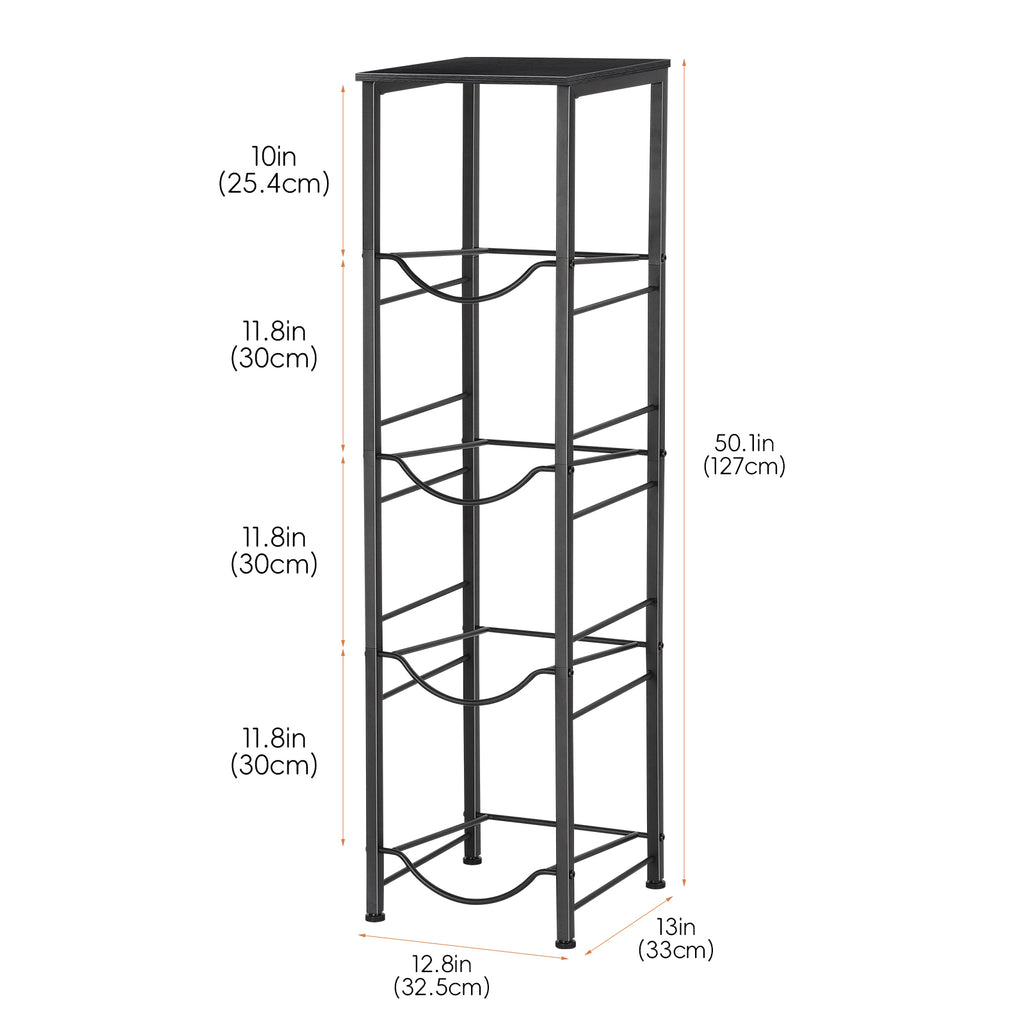 Heavy-Duty 4-Tier Water Bottle Storage Rack with Display Top - 5 Gallon Water Jug Organizer Stand for Home & Office, Space-Saving Black Finish