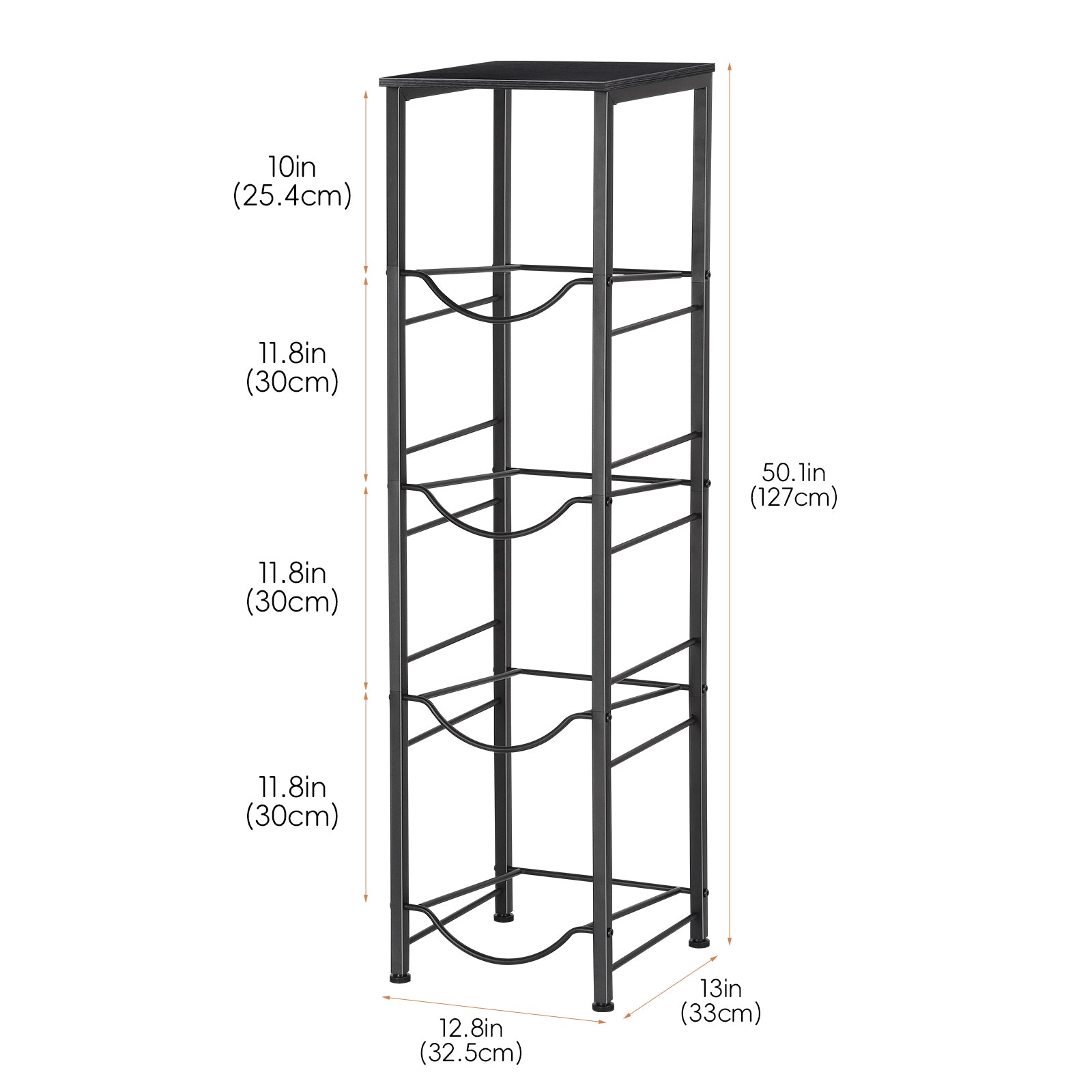 Heavy-Duty 4-Tier Water Bottle Storage Rack with Display Top - 5 Gallon Water Jug Organizer Stand for Home & Office, Space-Saving Black Finish