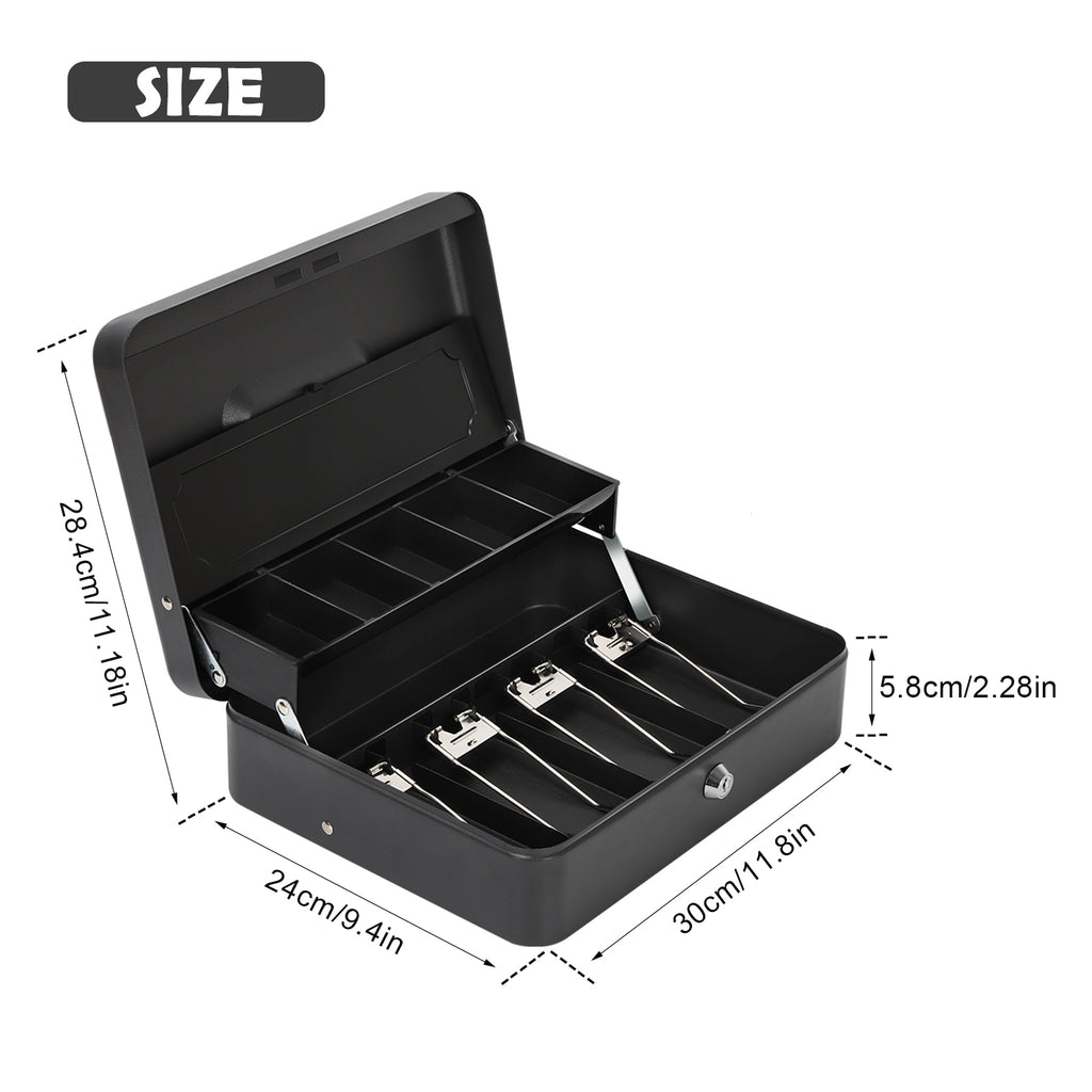 SecureVault Pro Double-Layer Cash Box | Large Portable Money Safe with Key Lock & Coin Tray