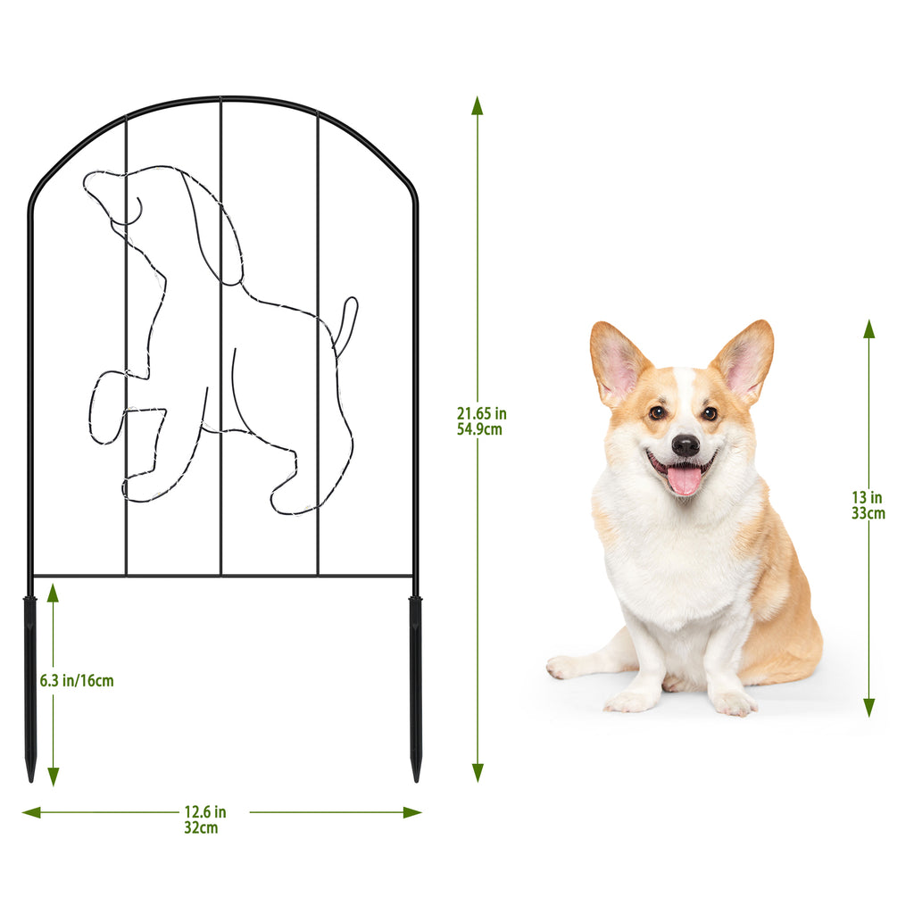 Solar Powered Animal Silhouette Garden Stakes - Lighted Metal Fence Border for Walkway & Flower Bed