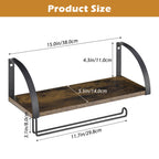 Farmhouse Paper Towel Holder with Shelf - Vintage Wall Mounted Under Cabinet Spice Rack