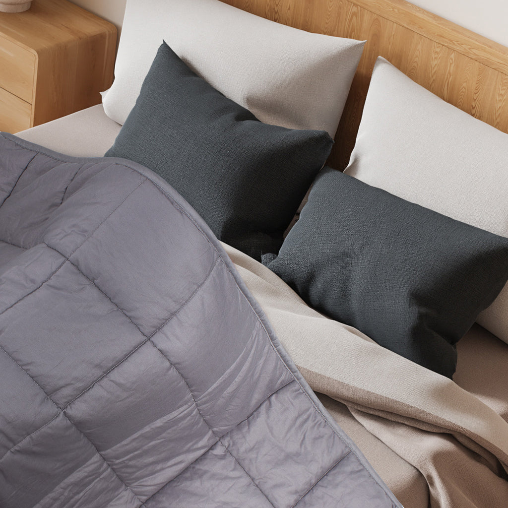 15 lbs Weighted Blanket for Adults & Teens, 40"x60" Deep Gray Premium Cotton Cooling Blanket for Anxiety Relief & Better Sleep
