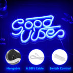 "Good Vibes" Neon Sign - USB Powered LED Wall Decor Light for Bedroom, Bar, Party & Wedding