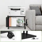 2-Tier Mobile Printer Stand with Storage - Under Desk Rolling Printer Cart with Wheels, Space-Saving Office Organizer for Scanners & Supplies