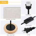 Modern Bedside Desk Lamp with Wooden Base， Nightstand Lamp with Linen Shade for Dorm and Home.