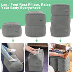 2 Pack Adjustable Inflatable Foot Rest Pillow, 3 Levels Height Travel Air Foot Stool with Hand Pump, Portable Leg Rest Cushion for Airplane, Car, Train, Office, Home, Grey