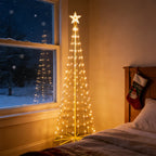 6FT Outdoor Christmas Tree with 170 LED Lights, 16 Colors Animated Cone Tree with Remote Control and 8 Lighting Modes,
