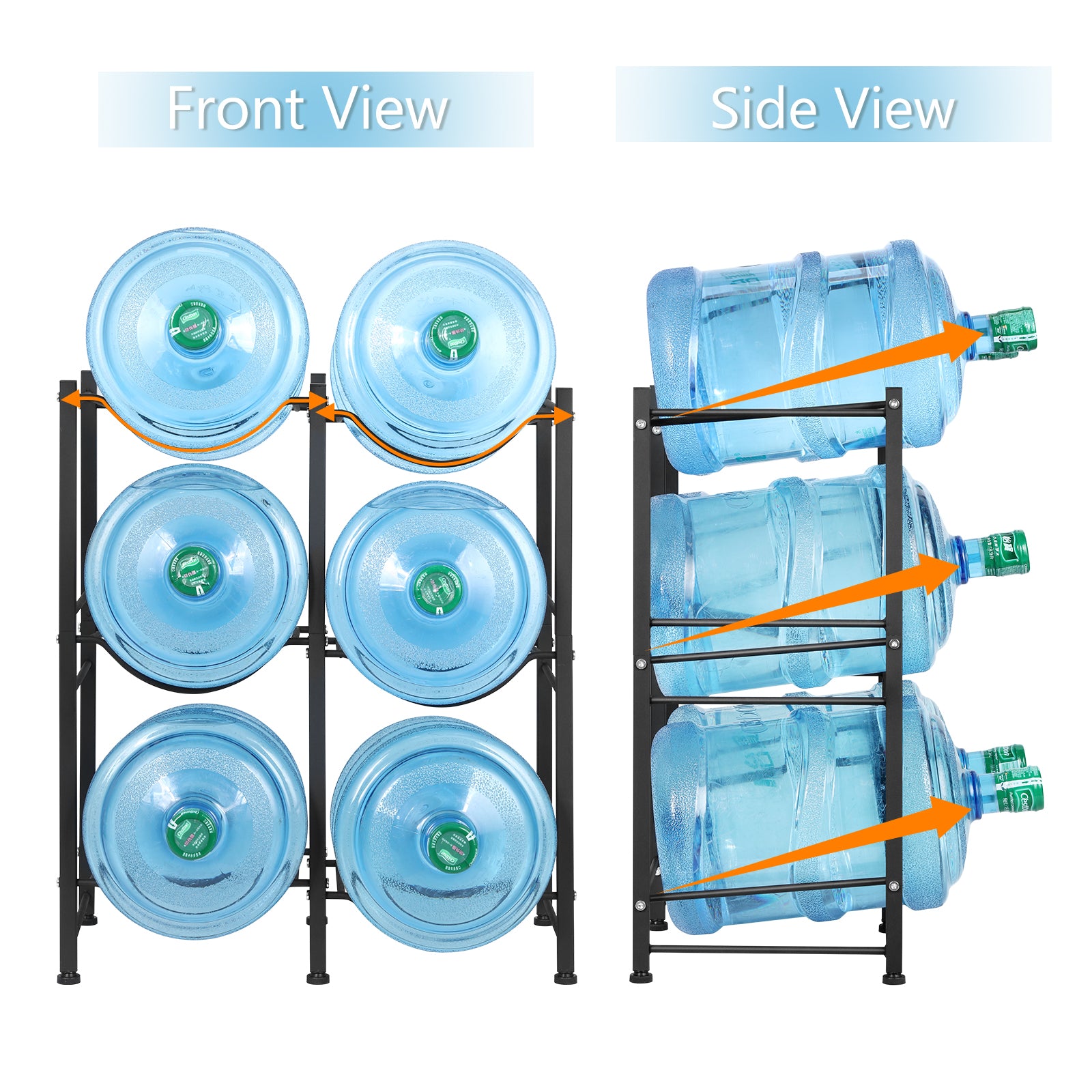 6-Bottle High-Capacity Water Tower | Double-Row 3-Tier Heavy-Duty Storage Rack