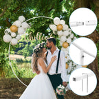 8.2ft x 8.2ft White Round Backdrop Stand, Circle Balloon Arch Frame Circle Backdrop Stand White Round Arch for Wedding Birthday Party Bridal Shower Anniversary Event Ceremony Decoration