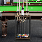 Wood Pool Cue Rack - Floor Stand Billiard Stick Holder for 6 Cues
