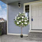 47” Artificial Camellia Tree with White Flowers 2 Pack