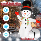 8FT Giant Christmas Inflatable Snowman with Waving Arm & LED Lights, Outdoor Winter Yard Decor