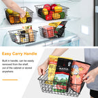 4-Pack Large Metal Wire Storage Baskets, Stackable Pantry Bins & Freezer Organizer for Kitchen Cabinets, Office, Bathroom & Countertop,