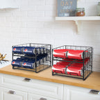 2 Pack Soda Can Organizer Beverage Rack Dispenser Stackable Can Rack Organizer for Pantry Refrigerator Kitchen Cabinets, Dispenser 20 Standard Size 12oz Soda Cans or Canned food