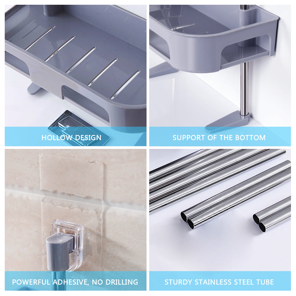 3-Level Space-Saving Wall Shelves, Drill-Free Over-Toilet Organizer for Bathroom and Laundry, Customizable Triple-Tier Floating Storage Rack