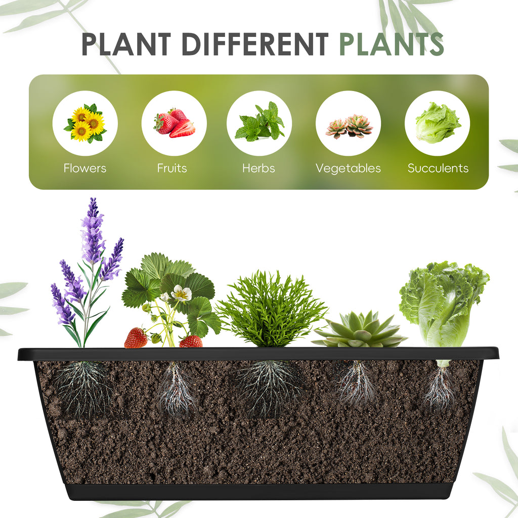 3-Tier Black Vertical Garden Planter - Elevated Raised Bed with Drainage System and Removable Trays