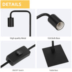 Minimalist Black Industrial Edison Lamp Set (Set of 2) — Modern Metal Table Lamps for Nightstand.