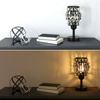 Pair of Petite Onyx Crystal Nightstand Lights with Refined Glass Shades and Robust Metallic Foundations for Lounges and Guest Rooms (Bulbs Excluded)