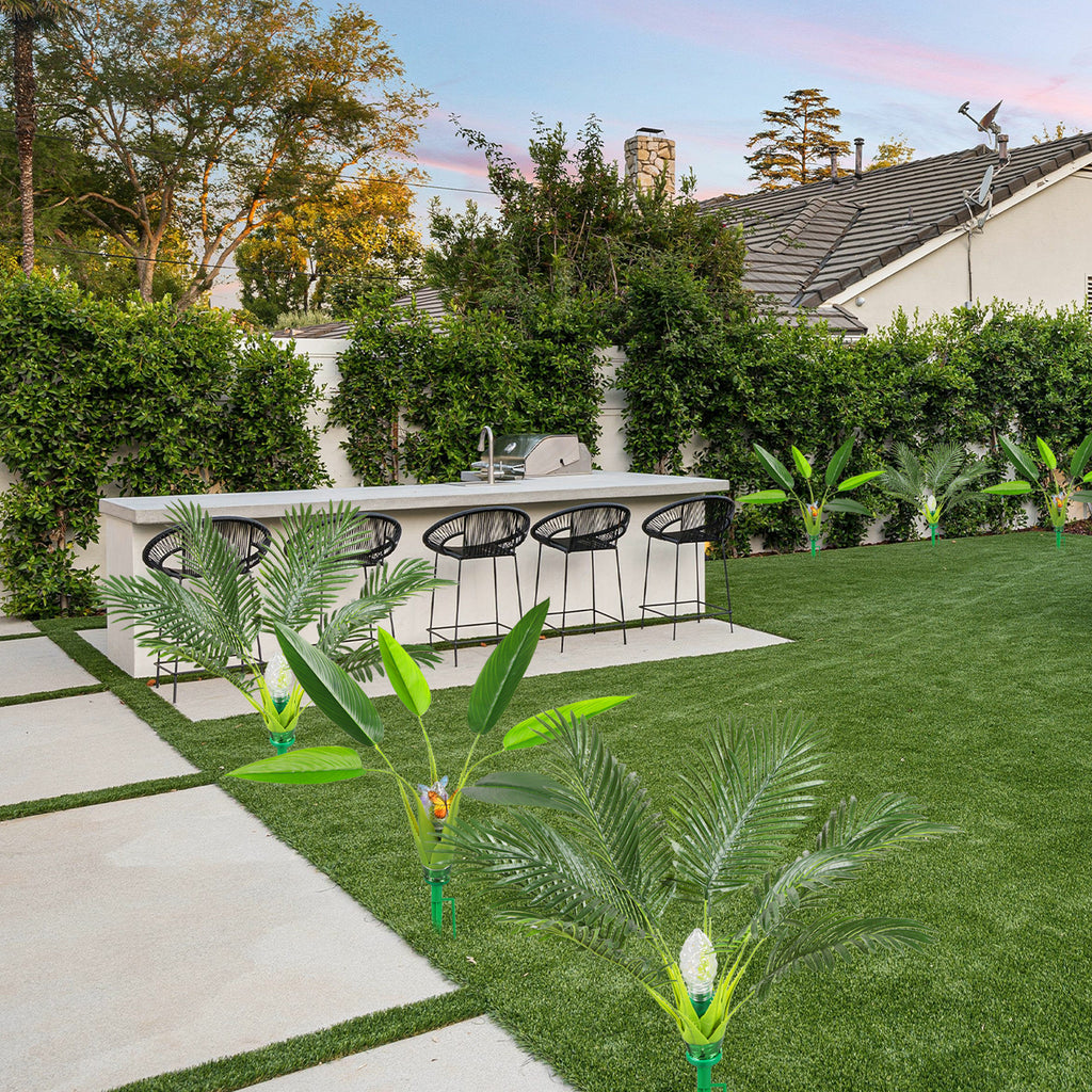 2pcs Solar Palm Simulation Plant, 8 Kinds of Lighting Mode, Suitable for Courtyard and Other Festive Decoration Courtyard Courtyard Garden Sidewalk Landscape