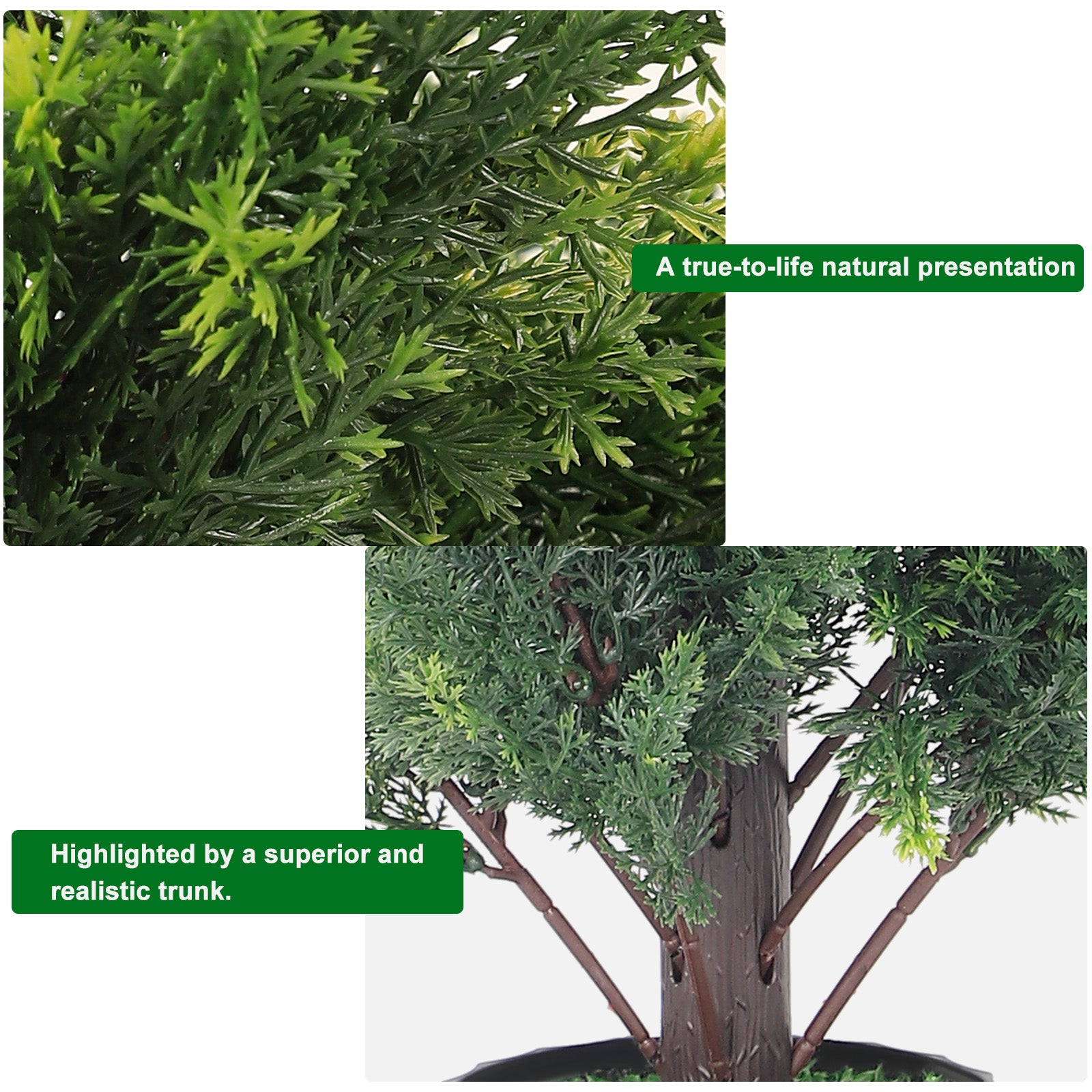 2-Pack 3Ft Artificial Cedar Topiary Trees, Faux Outdoor Cedar Bush in Decorative Pots for Front Porch and Patio,
