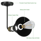 Industrial Wall Sconces, Bedside Wall Lamp, Hardwired Lighting with Black Chrome Metal Hardwired Light for Bedside Hallway Kitchen Bedroom Store Office