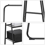 Minimalist A-Frame Garment Rack - Black Metal Clothes Hanging Stand with 2 Lower Storage Shelves