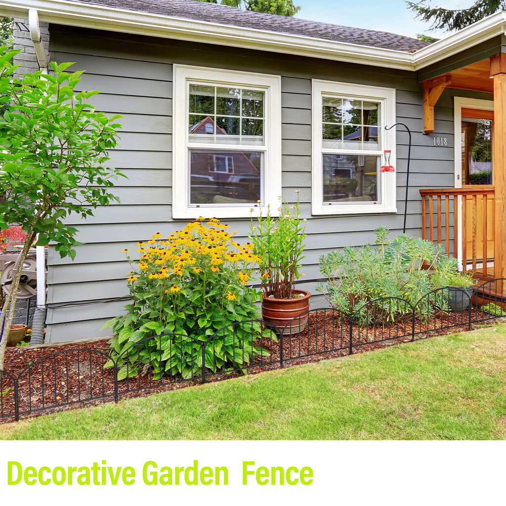 9. 5ft Decorative Garden Fence Panels No Dig Fencing, Rustproof Animal Barrier Boarder, Metal Wire Panel Border for Landscape Patio Yard Outdoor Decor