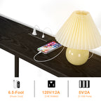 Narrow Entryway Console Table with Power Outlet and USB Ports - Sleek Black Sofa Table with Integrated Charging Station and Utility Hooks for Hallway and Living Room Decor