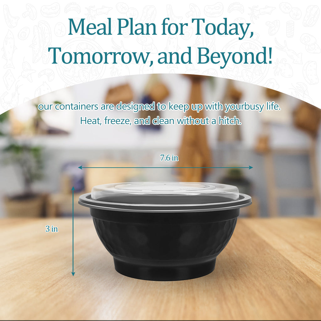 50 Sets 24oz Meal Prep Container - Reusable Plastic Food Storage Containers with Lids, Fits Microwave, Freezer and Dishwasher Safe