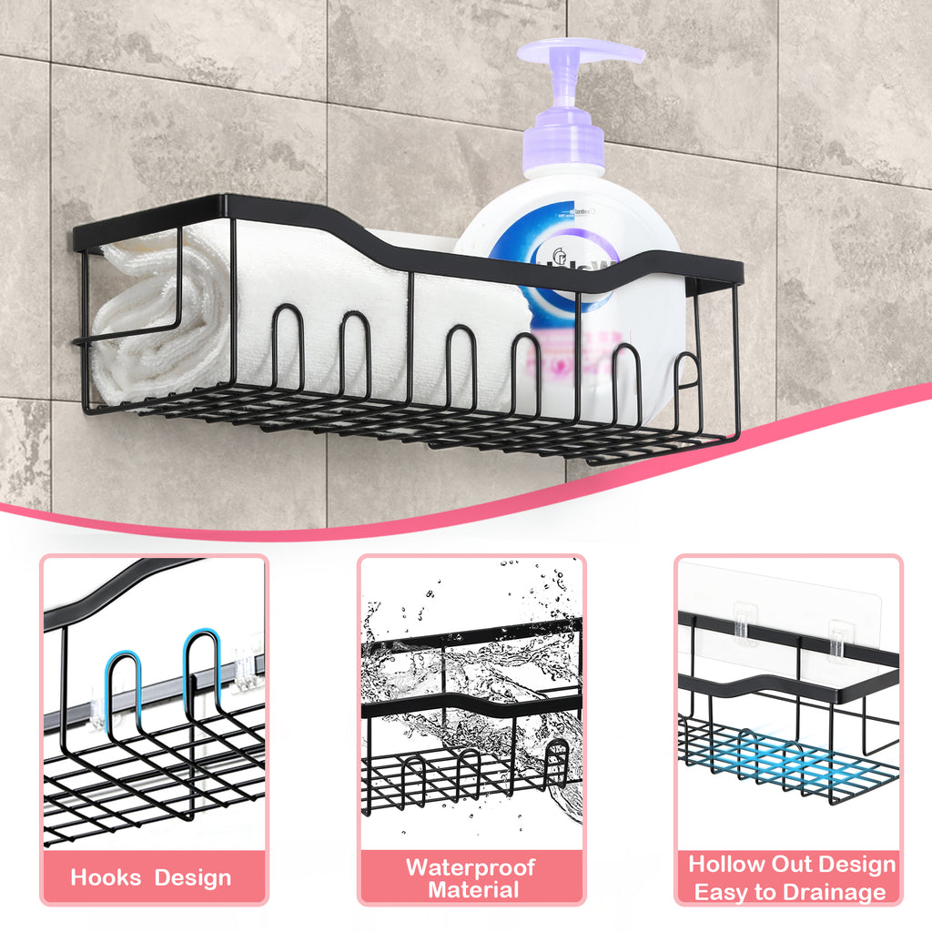 4 Pack Shower Caddy Wall Hung Bathroom Organizer, Sticky Storage Basket, Easy Installation