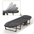 Folding Camping Cot for Adults with Cushion & Pillow, Portable Sleep Bed with Side Pocket for Outdoor Camping and Home Guest,