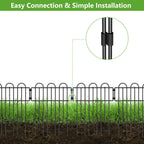 No-Dig Garden Fence Panels 10-Pack, Heavy Duty Metal Yard Fencing, Decorative Flower Bed Border and Dog Barrier for Outdoor Landscaping,