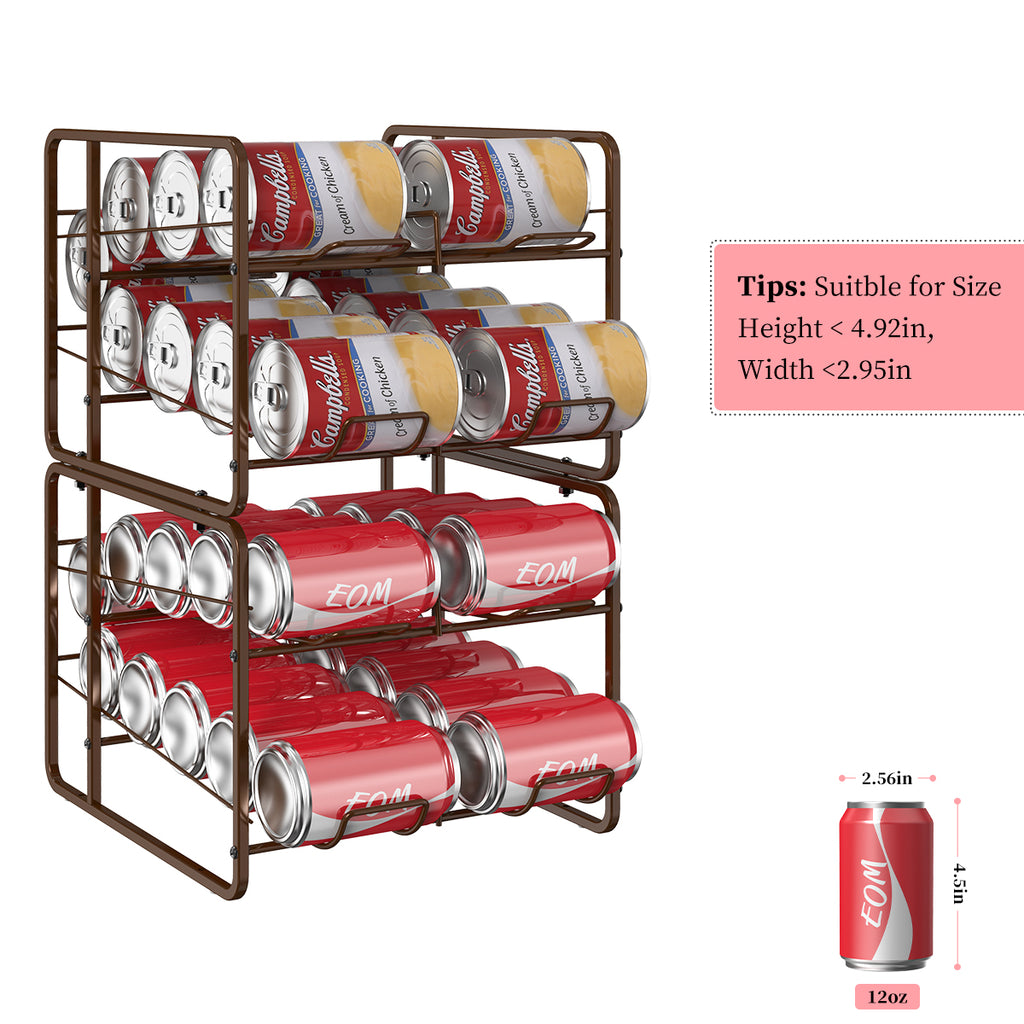 2pcs Stackable Soda Can Organizer for Refrigerator - Metal Pull-Out Shelf, Space-Saving Fridge Storage Rack for Canned Food, Kitchen Countertops & Cabinets, Black, Soda Can Holder, Utility Racks