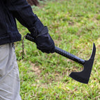 Tactical Camping Axe with Sickle & Survival Tools, Folding Portable Hatchet with Compass and Flint, Multitool for Hiking and Hunting,