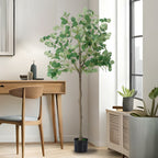 6FT Tall Artificial Eucalyptus Tree - Realistic Faux Silk Potted Plant for Indoor Decor