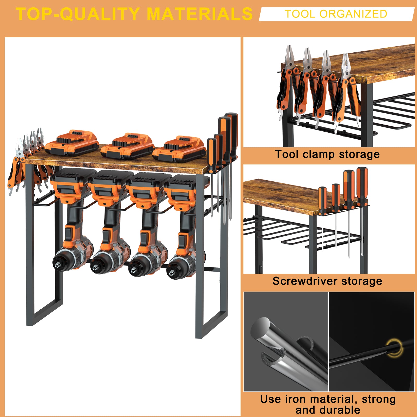 Power Tool Organizer w/Drill Holder Utility Rack Garage Storage Rack Heavy Duty
