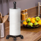 Industrial Pipe Countertop Paper Towel Stand - Rustic Black Iron Roll Dispenser for Kitchen and Bathroom