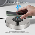 Satin Nickel Nightstand Lamp with Integrated Wireless Charging Station and USB Port, Edison Style Table Light for Home or Office