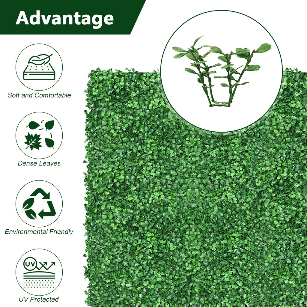 12-Pack Artificial Grass Wall Panels - 20inchx20inch Faux Hedge Greenery Backdrop for Home Decor & Events