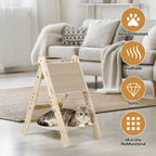 Wooden Cat Scratcher Hammock with Sisal Pad, 2-in-1 Cat Scratching Post & Bed for Indoor Cats, Adjustable Cat Scratcher Lounge