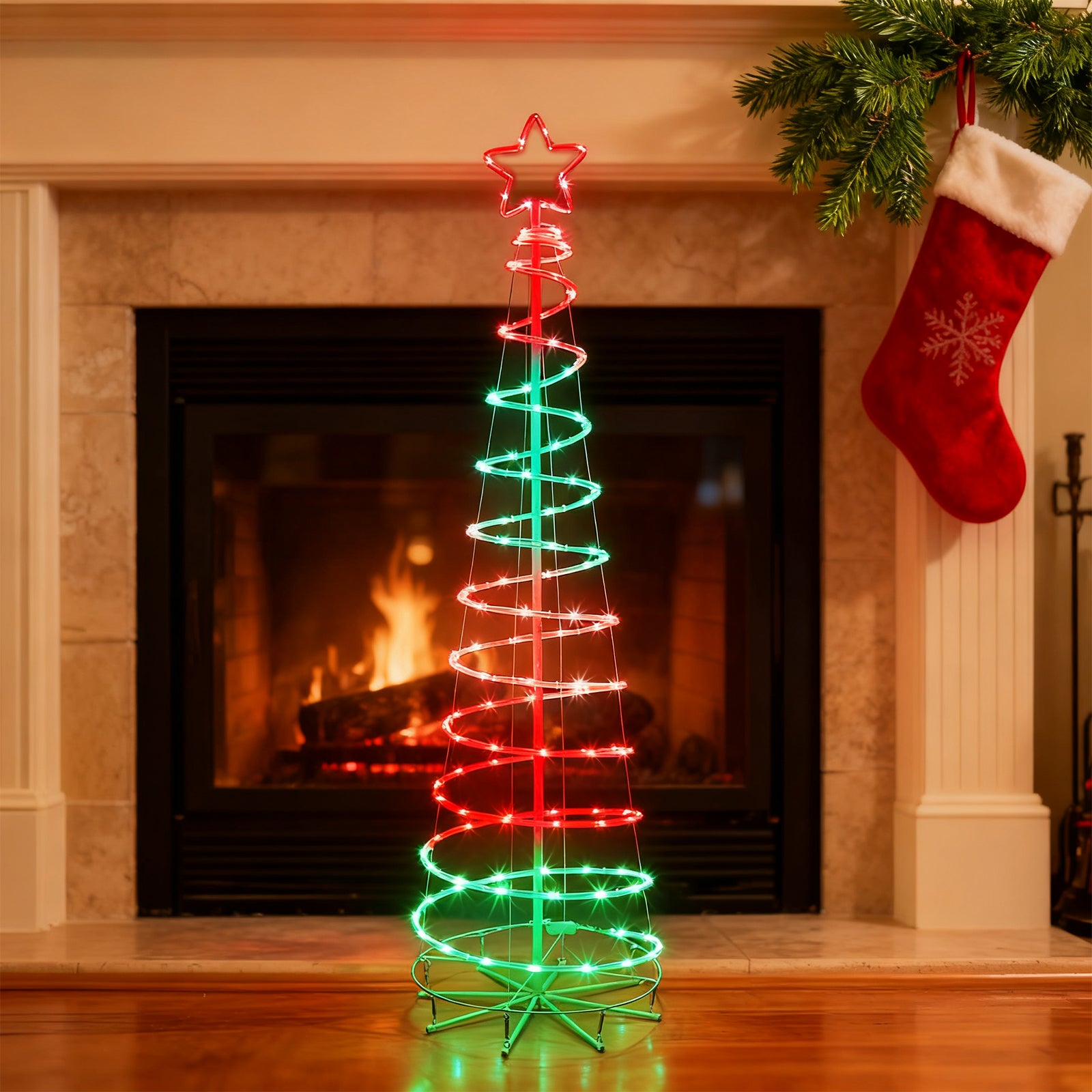 6ft Spiral LED Christmas Tree Outdoor Decorations - 16 Color Changing w/ Remote & Timer
