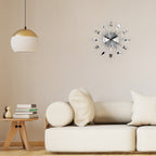 Modern 3D Spoon and Fork Kitchen Wall Clock, Stainless Steel Silver Mirror Finish Cutlery Art for Dining