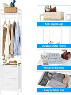 3-in-1 Clothes Rack w/ Drawers - Heavy Duty Garment Rack & Freestanding Closet Organizer, White