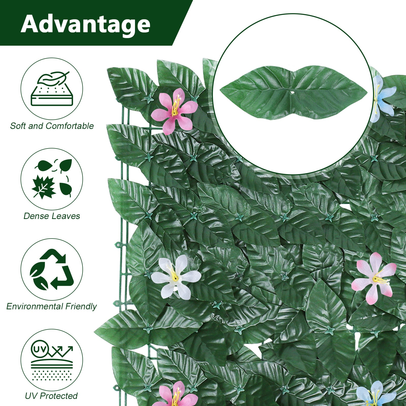 91inch x 46inch Artificial Evergreen Ivy Privacy Fence - Faux Vine Panel for Wall Decor & Backyard Privacy