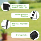 5-Tier Vertical Raised Garden Bed with Drainage - Elevated Planter Boxes for Flowers & Herbs, Space-Saving Outdoor/Indoor Standing Garden, Black